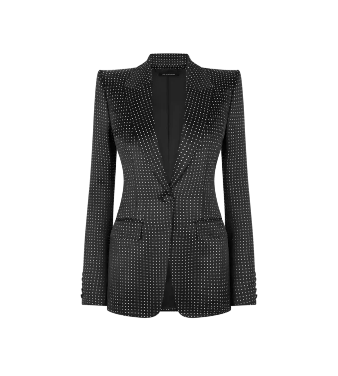 Jacquard Polka Dot Duchesse Single Breasted Jacket