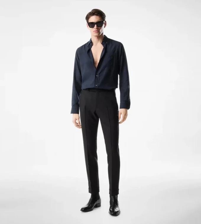 Κασμιρένιο πουκάμισο slim fit με ελαφριά ύφανση