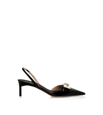 Λουστραρένια δερμάτινα T Latch Slingback