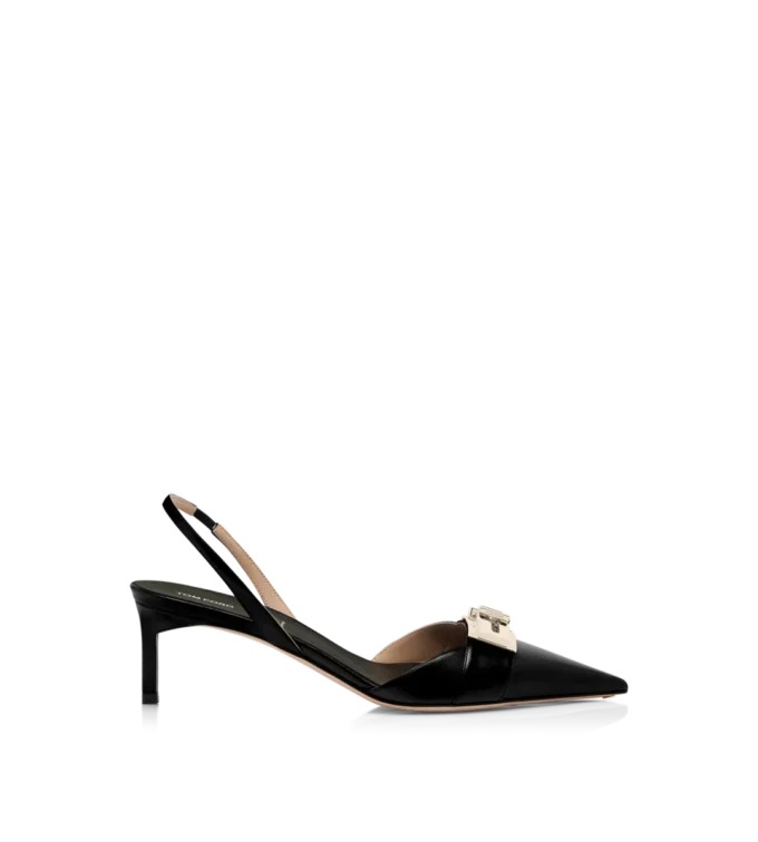 Λουστραρένια δερμάτινα T Latch Slingback