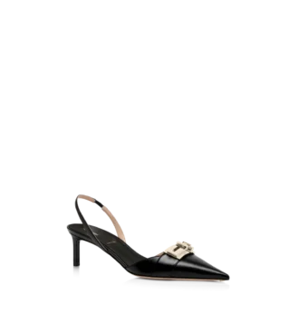 Λουστραρένια δερμάτινα T Latch Slingback