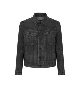 Μαύρο μπουφάν από τζιν με selvedge