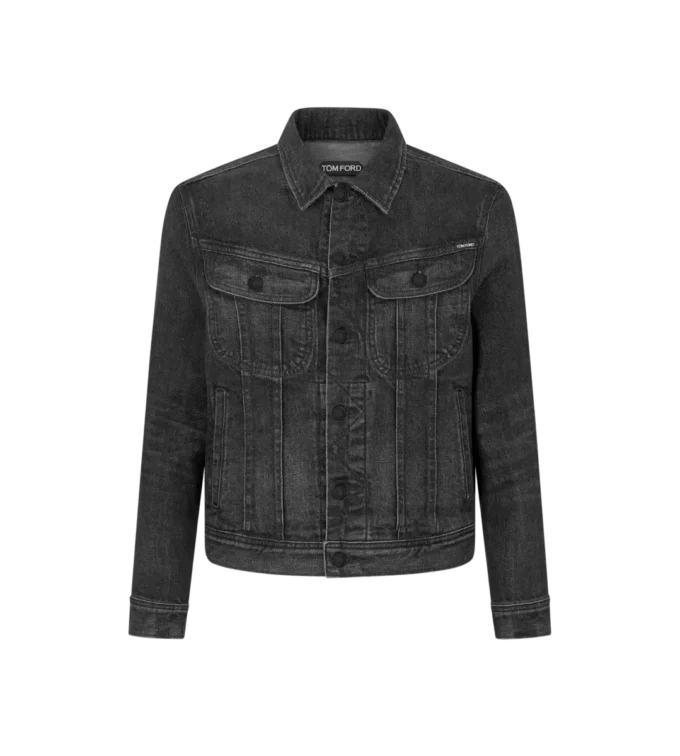 Μαύρο μπουφάν από τζιν με selvedge