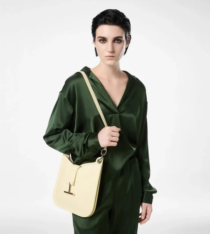 Μικρή τσάντα χιαστί από δέρμα Grain Leather Tara
