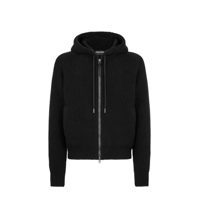 Μπλούζα με κουκούλα και πλέξη Merino Half Cardigan