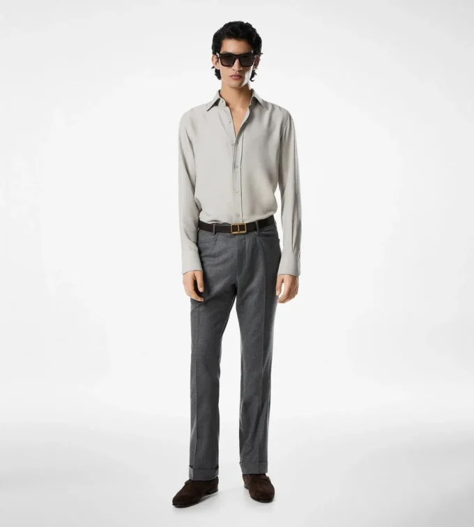 Πουκάμισο slim fit από πλυμένο twill