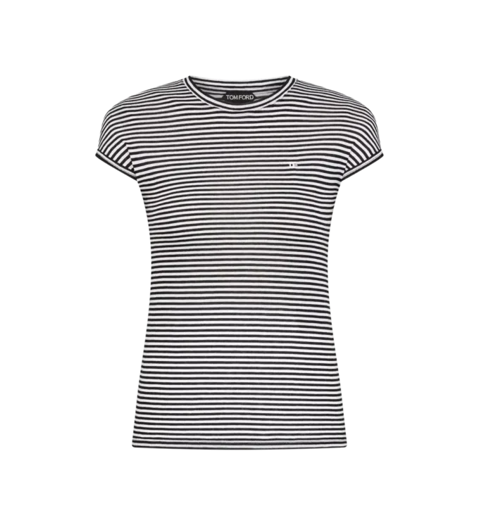 Ριγέ T-shirt με κεντημένο λογότυπο Tf σε τόνους του ίδιου χρώματος