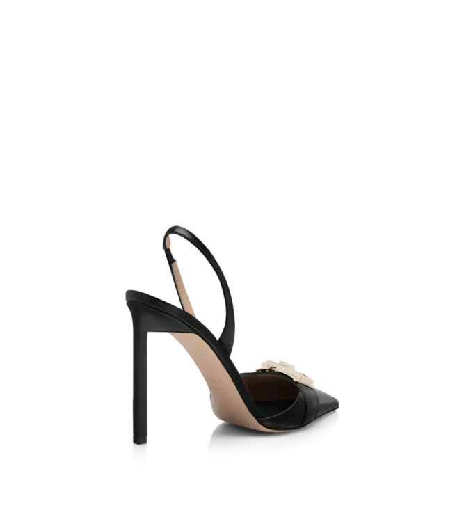 Supple Grain Leather T Latch Slingback