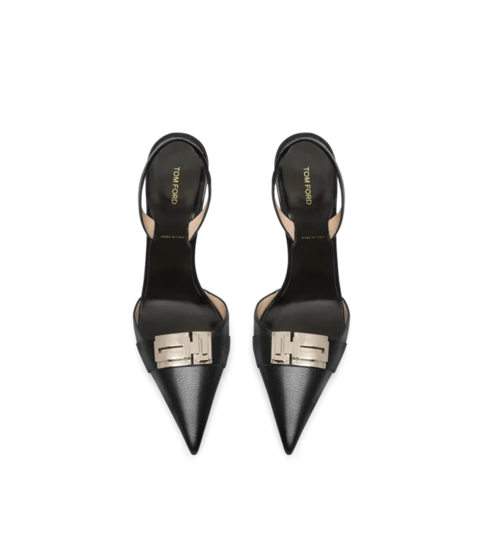 Supple Grain Leather T Latch Slingback