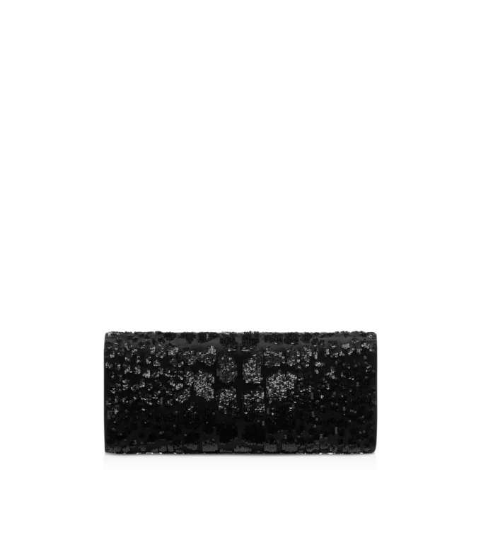 Τσάντα Bar Clutch με κροκόδειλο εφέ και κεντημένες πούλιες