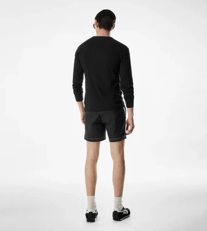 Βαμβακερό Henley με ελαστική ραβδώσεις