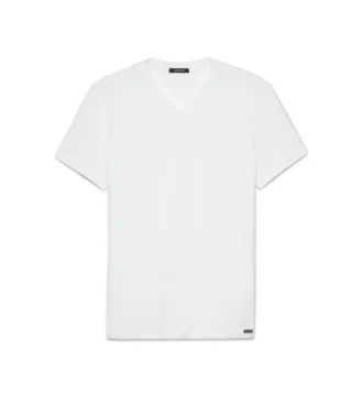 Βαμβακερό T-shirt με V λαιμόκοψη