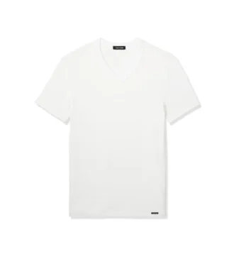 Βαμβακερό T-shirt με V λαιμόκοψη