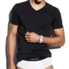 Βαμβακερό T-shirt με V λαιμόκοψη