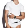 Βαμβακερό T-shirt με V λαιμόκοψη