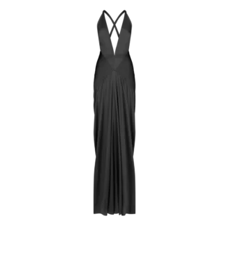 Βραδινό φόρεμα με βαθύ V-neck, λαιμόκοψη και πλαϊνά σκισίματα