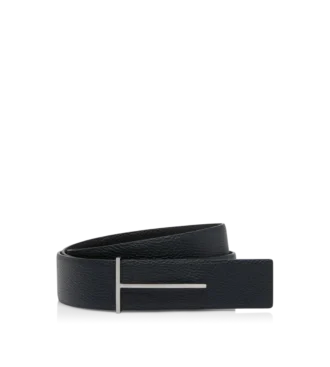 Ζώνη από δέρμα με κόκκους Slim T Reversible