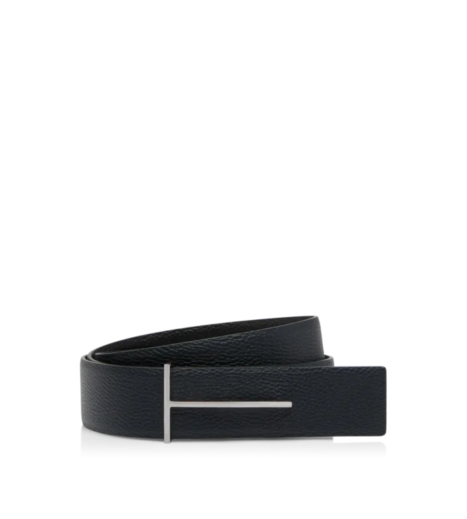 Ζώνη από δέρμα με κόκκους Slim T Reversible