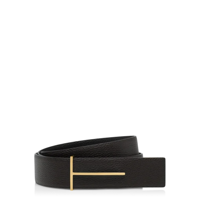 Ζώνη από δέρμα με κόκκους Slim T Reversible